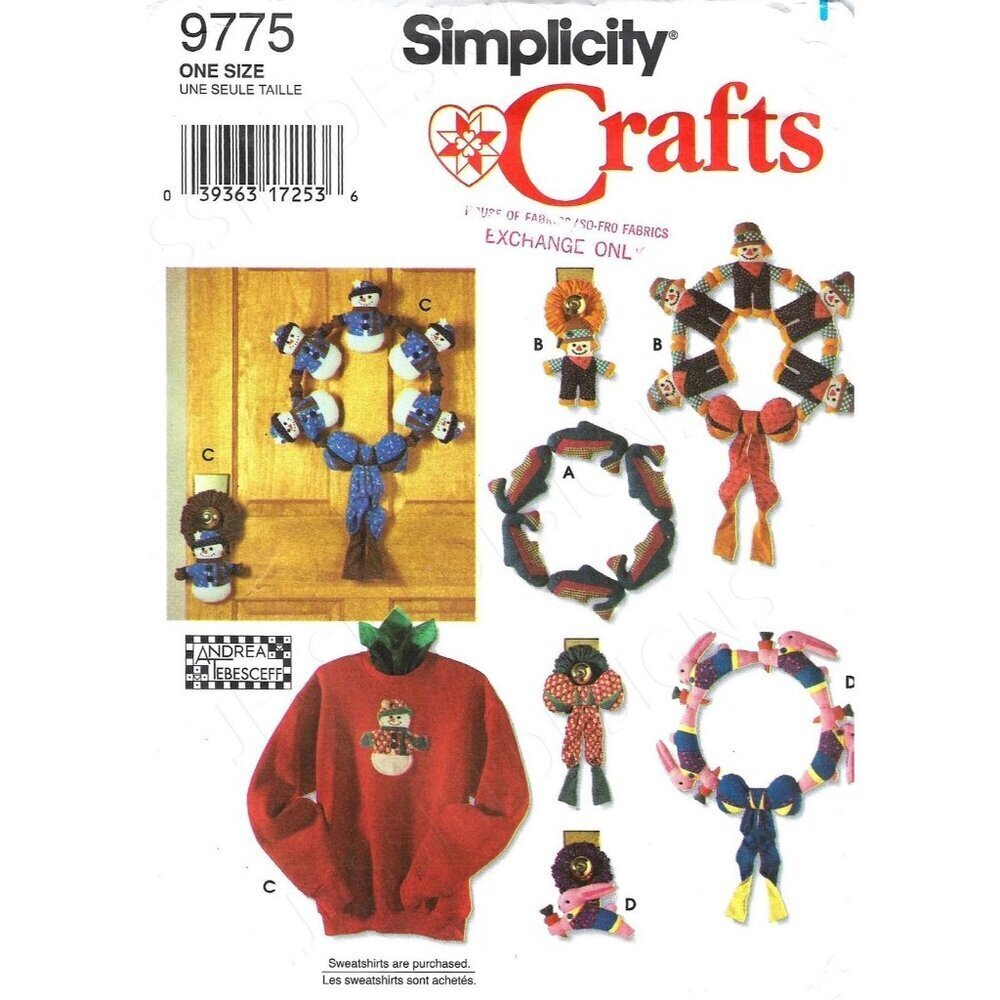 Simplicity Sewing Pattern 9775 Seasonal Door Decorations Paper Piecing